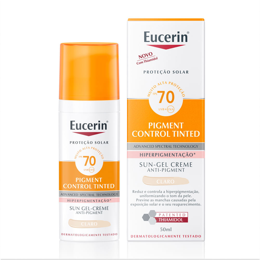 Protetor Solar Facial Matte Eucerin Pigment Control Tinted FPS 70 Clara 50 ml
