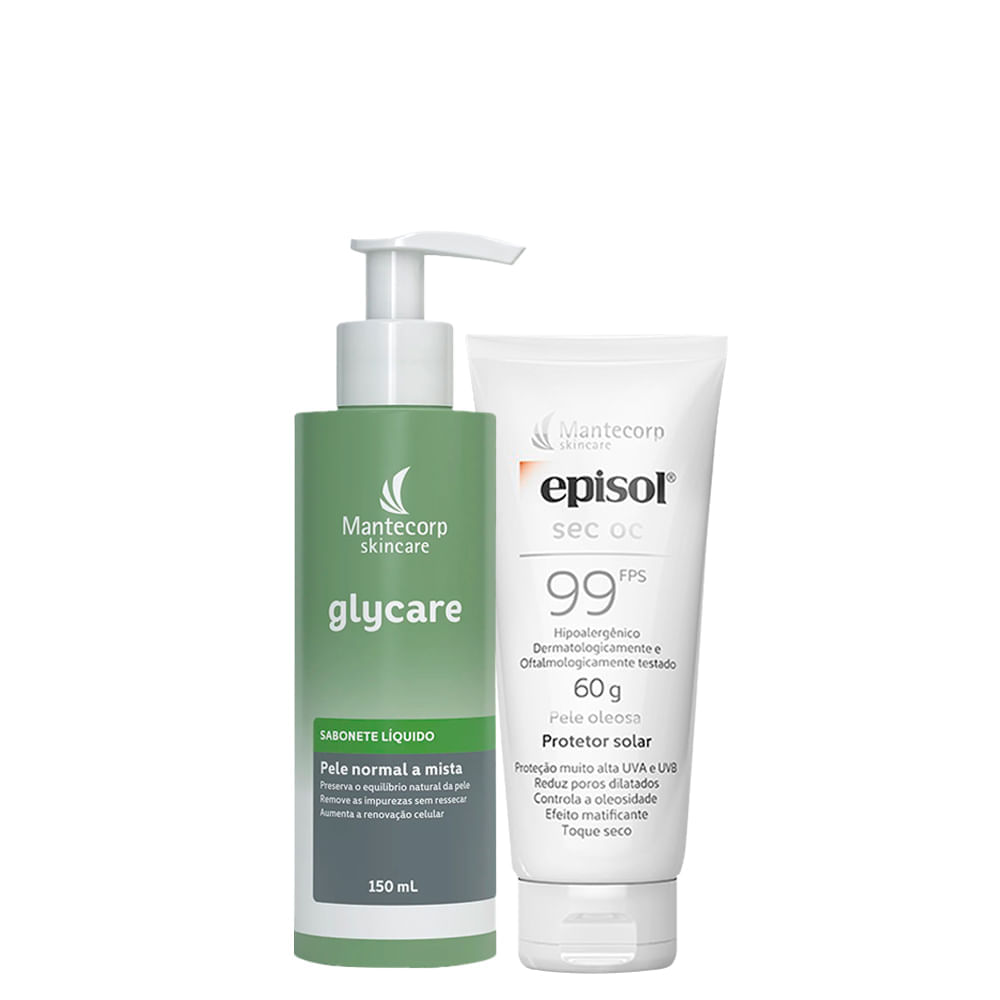 Kit Cuidados da Pele Mantecorp Sabonete Líquido Facial 150 ml + Protetor Solar Facial  FPS 99 60 g