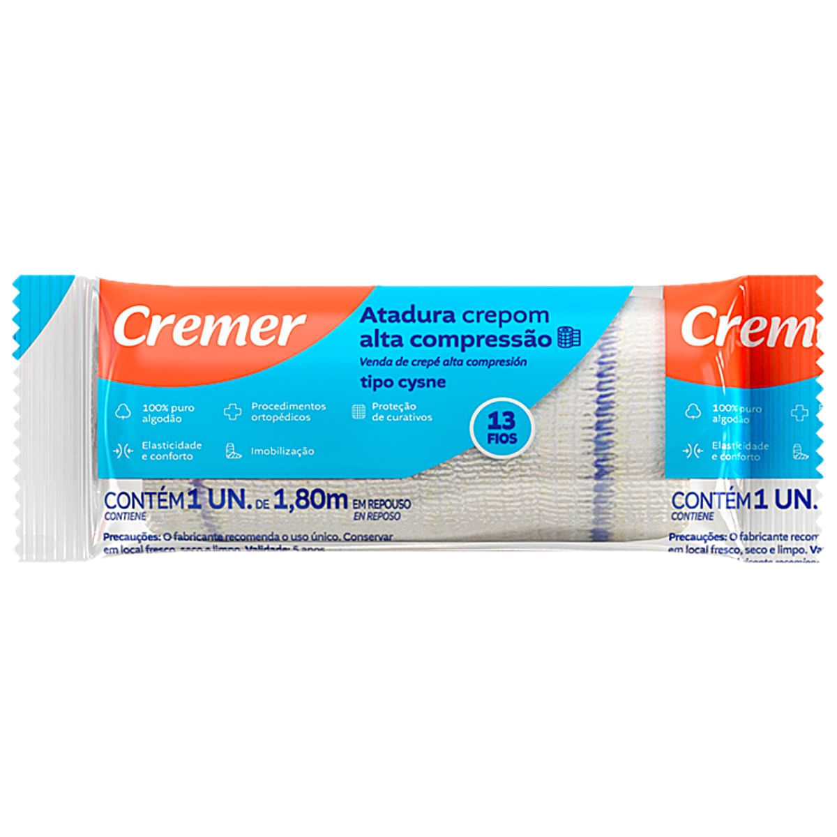 Atadura de Crepom Tipo Cysne 13 fios Cremer 08cm x 1,80m unidade