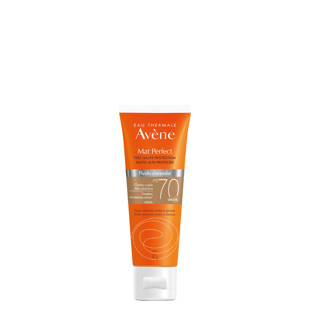 Protetor Solar Facial Clareador Avène Eau Thermale Mat Perfect FPS 70 Média 40 g