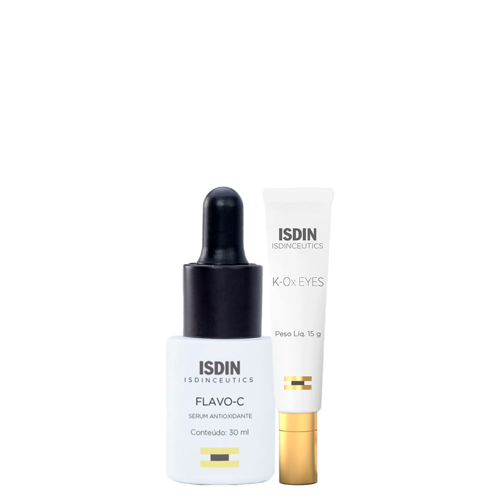 Kit Isdin Facial Sérum Antioxidante e Antiaging com Vitamina C 30 ml + Creme Antiolheiras para os Olhos com Óxido de Vitamina K 15 g