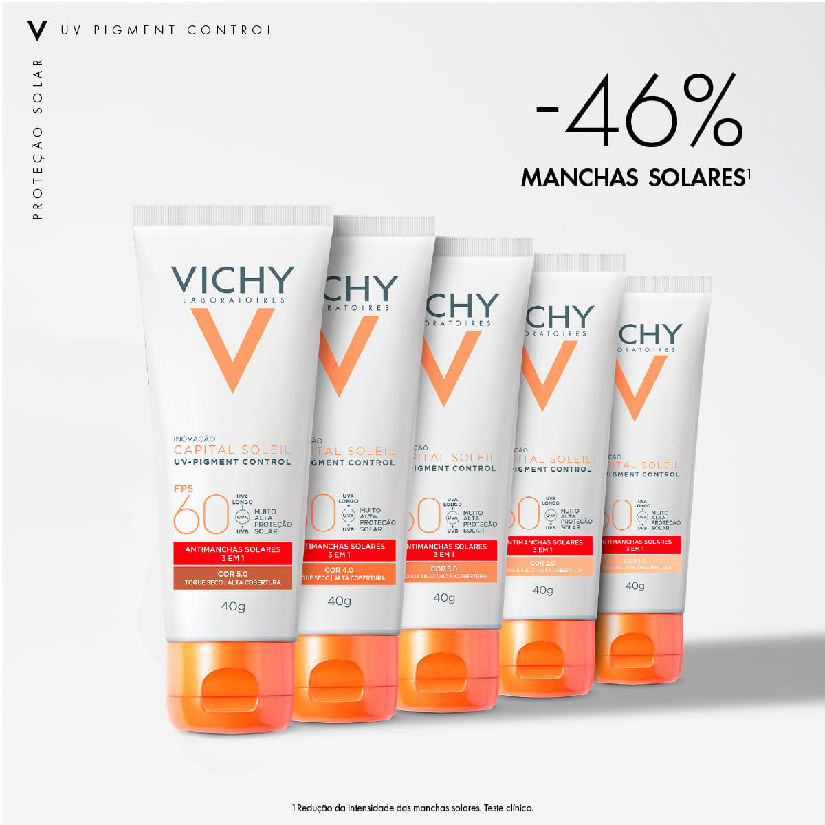Protetor Solar Facial Antimanchas Vichy Capital Soleil UV-Pigment Control FPS 60 3.0 40 g