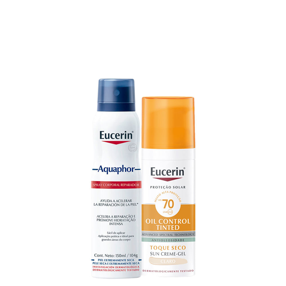 Kit Eucerin Protetor Solar Facial Médio FPS 70 50 g + Spray Corporal Reparador 150 ml