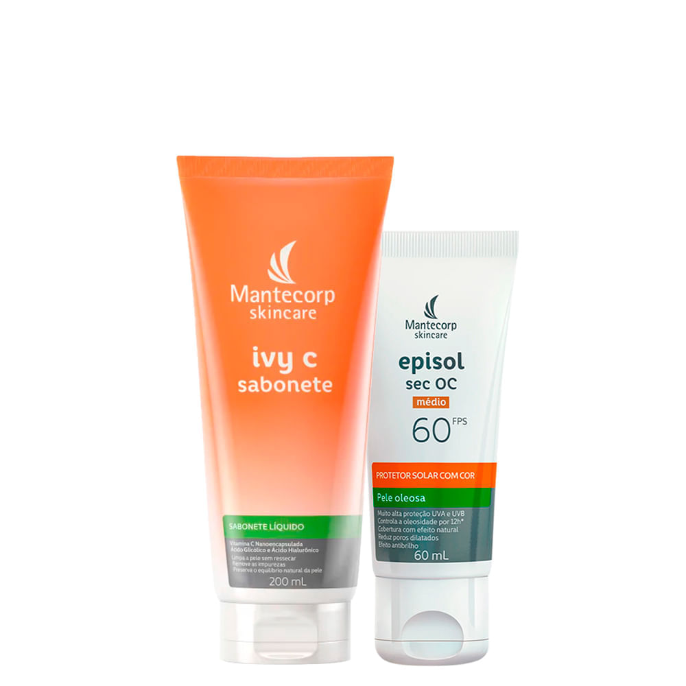 Kit Facial Mantecorp Protetor Solar FPS 60 Médio 60 ml + Sabonete Líquido 200 ml