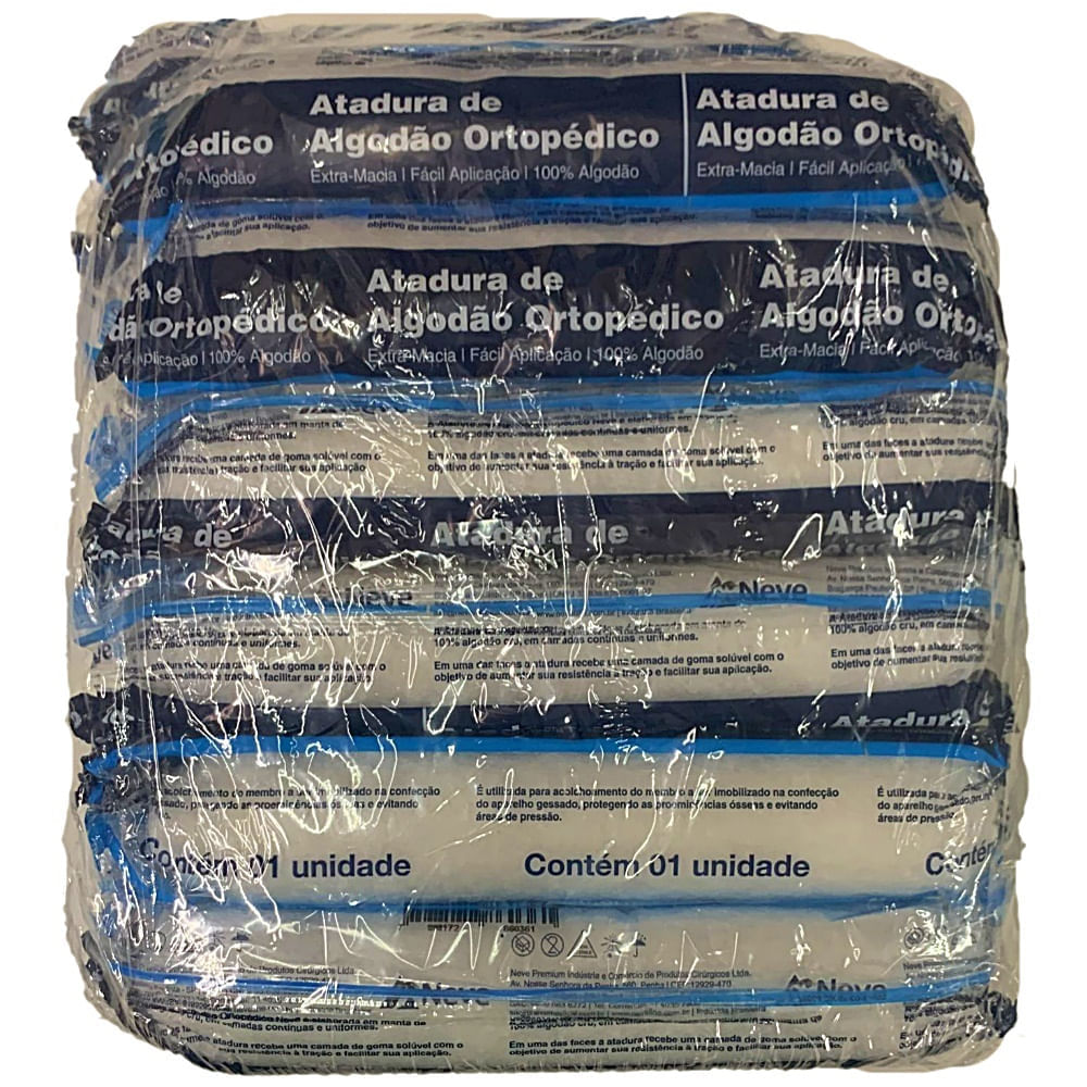 Atadura Algodão Ortopédico Neve 10cmx1m 12 Unidades