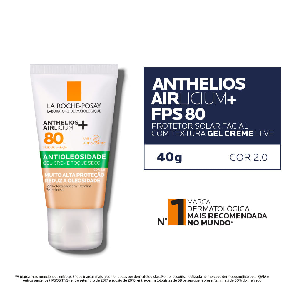 Protetor Solar Facial Antioleosidade La Roche-Posay Anthelios Airlicium FPS 80 2.0 40 g