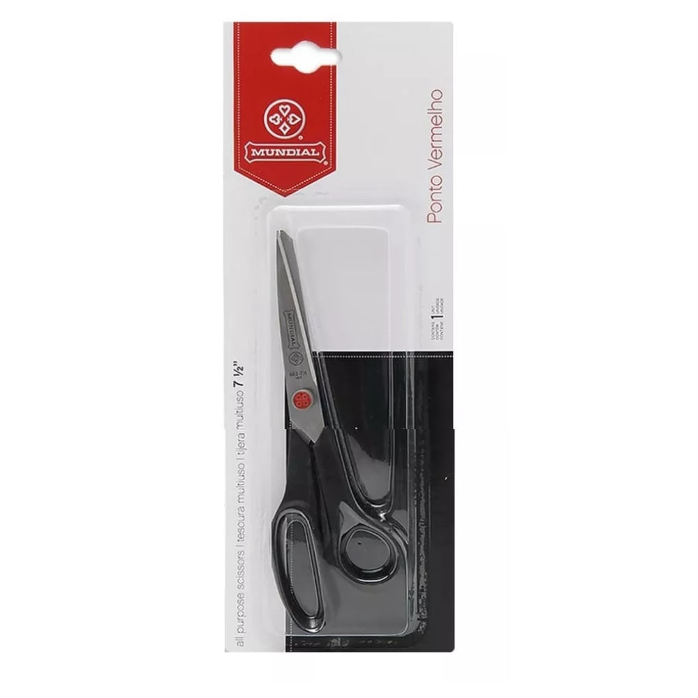 Tesoura para Costura Multiuso 19CM Ponto Vermelho Mundial 662N-7 1/2