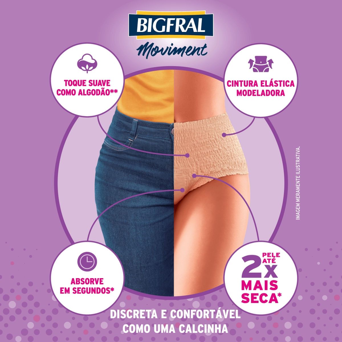 Roupa Íntima Feminina Moviment Bigfral Tamanho P/M 07 unidades
