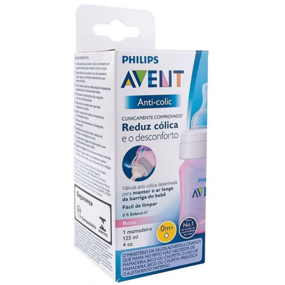 Mamadeira Anti-colic Classica Philips Avent 125ml Rosa