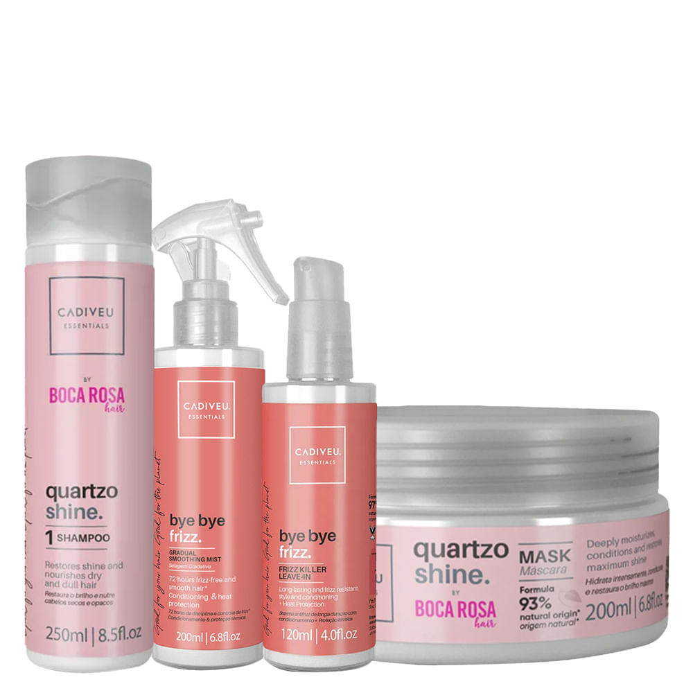 Kit Cadiveu Essentials Quartzo Shine e Bye Bye Frizz  4 Produtos