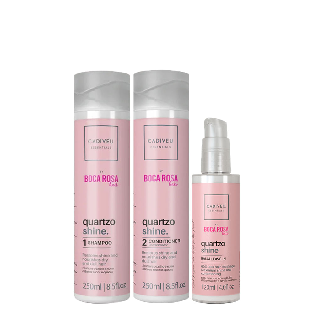 Kit Cadiveu Essentials Quartzo Shine Cuidado  Shampoo 250 Ml + Condicionador 250 Ml + Leave-in 120 Ml