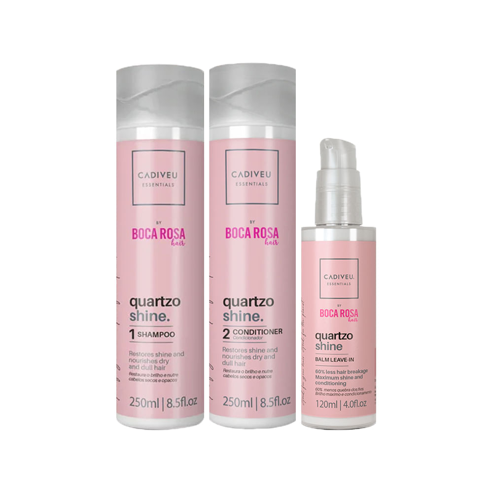 Kit Cadiveu Essentials Quartzo Shine Cuidado  Shampoo 250 ml + Condicionador 250 ml + Leave-in 120 ml
