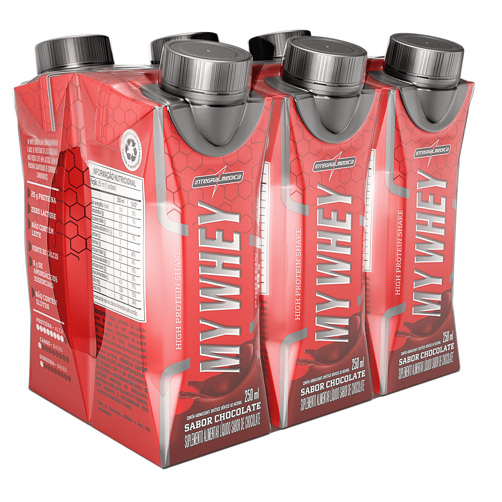 Bebida Proteica My Whey Integralmédica Chocolate 450g Chocolate Pack com 6 Unidades