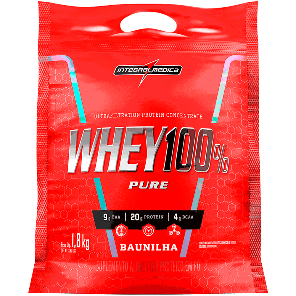 Suplemento Whey 100% Pure Integralmédica Baunilha 1,8Kg