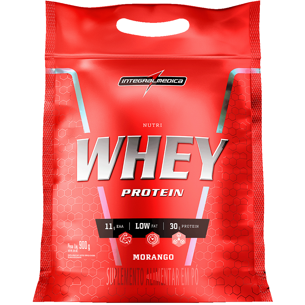 Suplemento Nutri Whey Protein Integralmédica  Morango 900g