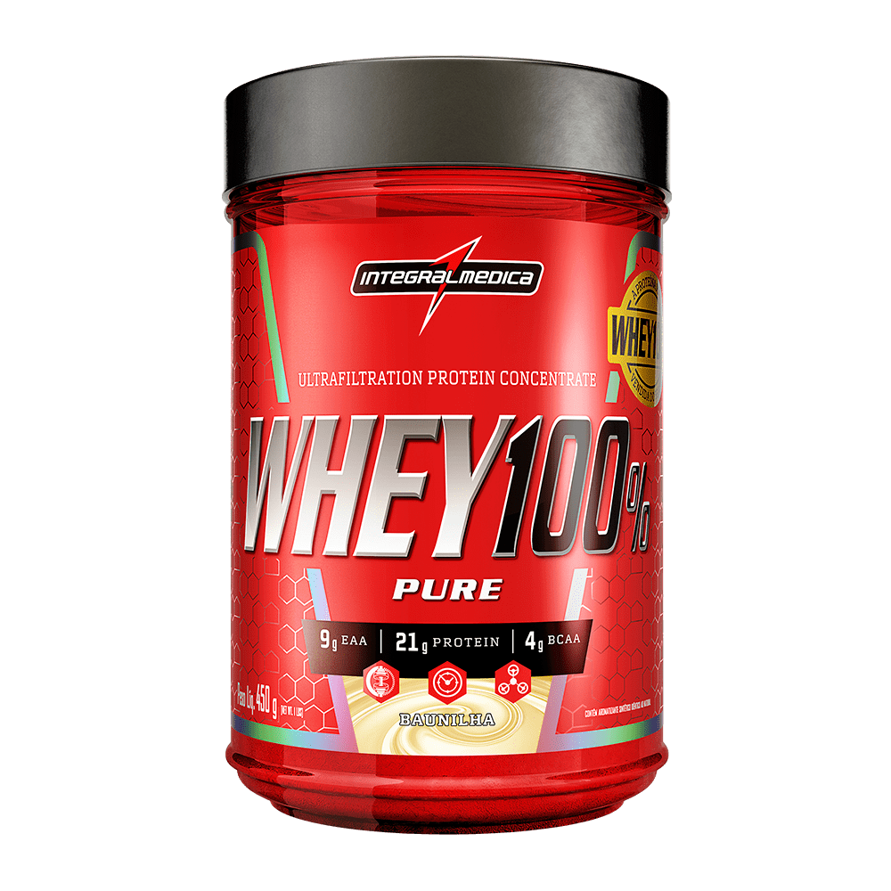 Suplemento Whey 100% Pure Integralmédica Baunilha 450g