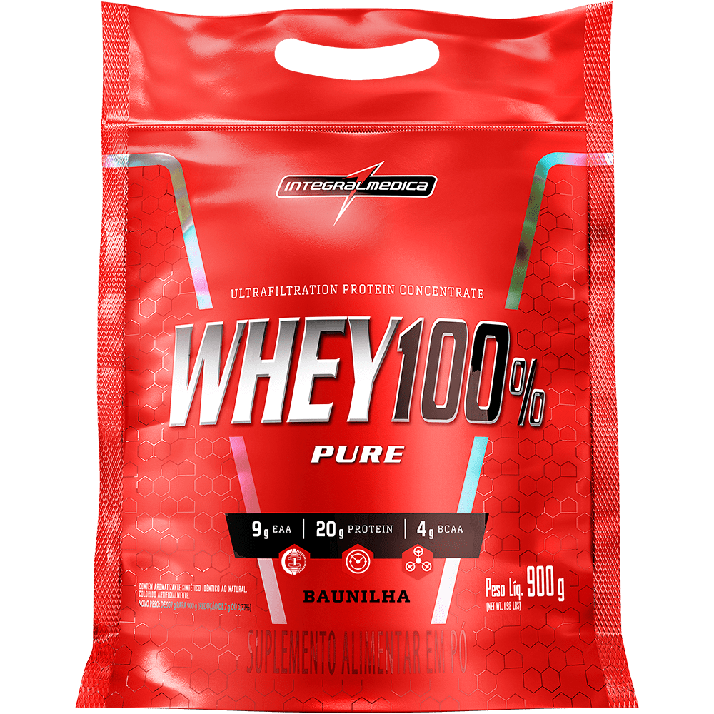 Suplemento Whey 100% Pure Integralmédica Baunilha 900g