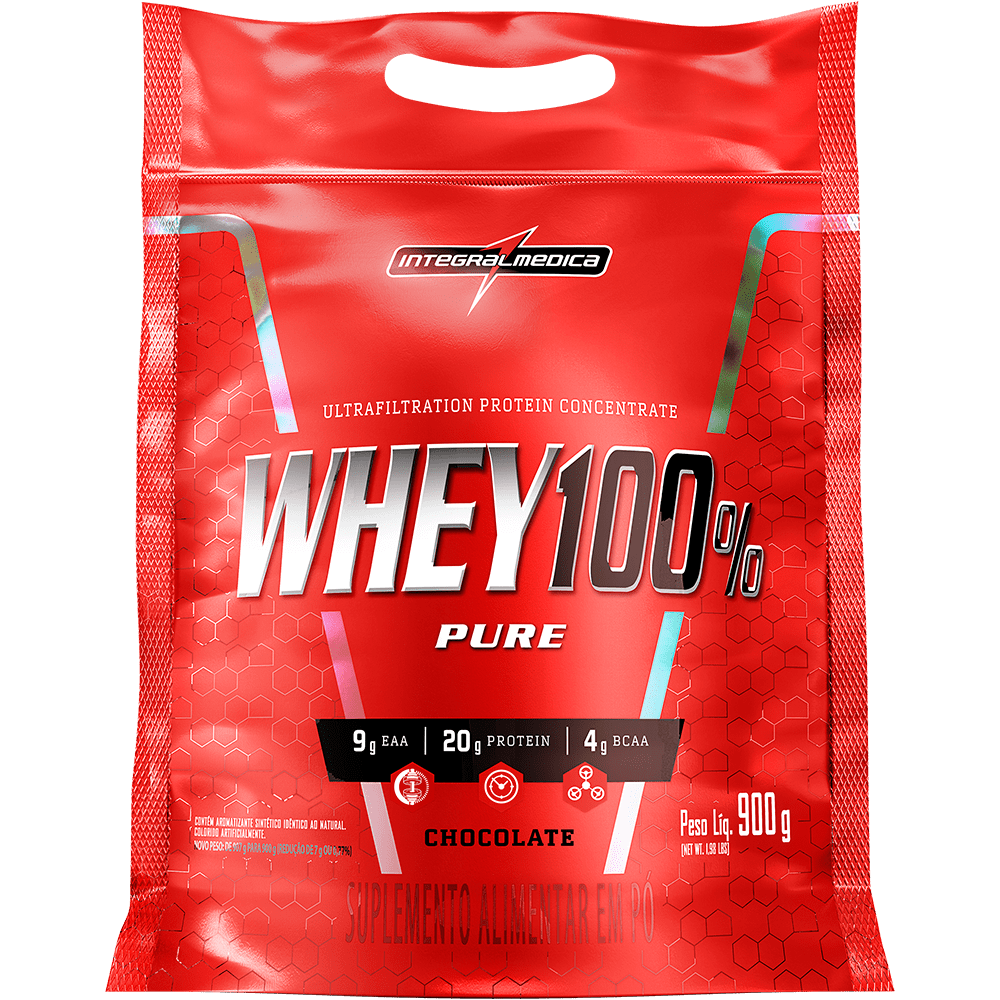 Suplemento Whey 100% Pure Integralmédica Chocolate 900g