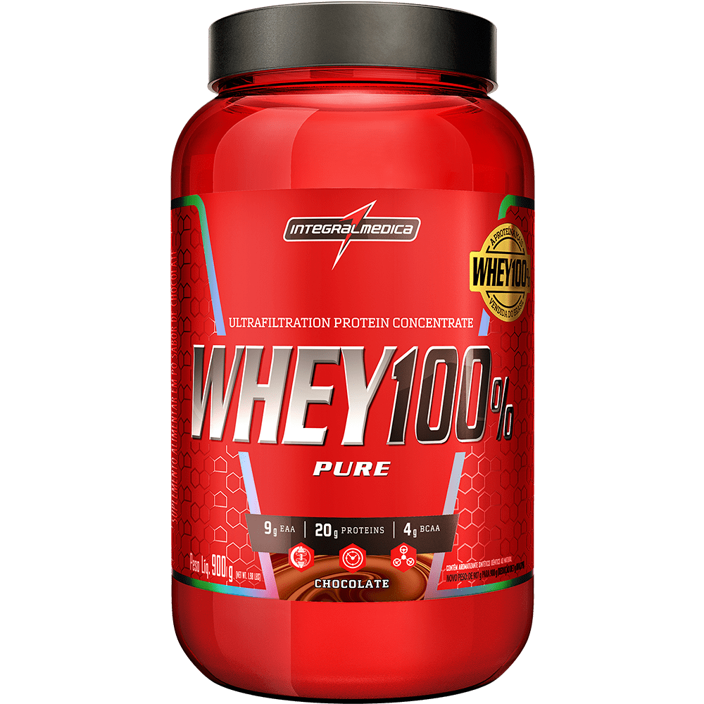 Suplemento Whey 100% Pure Integralmédica Chocolate 900g