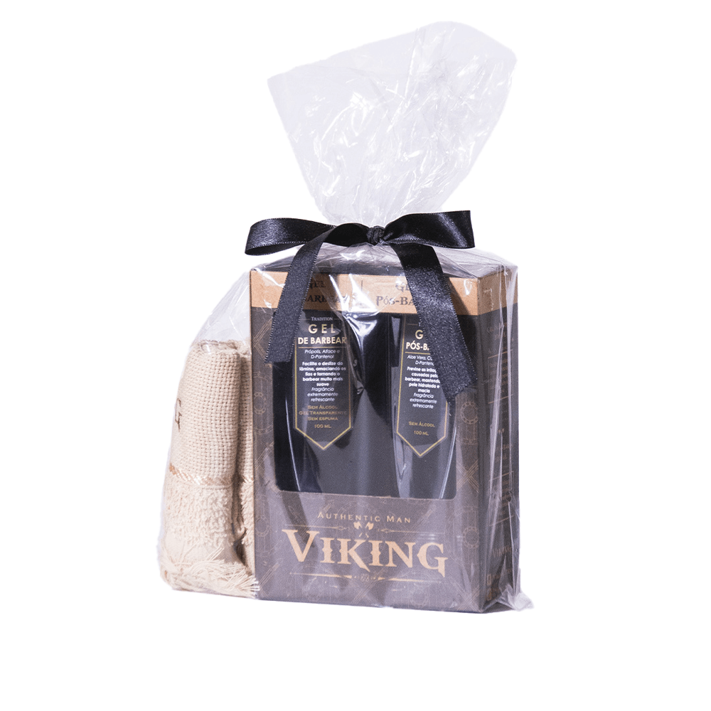 Kit Barbear Presente Viking Gel Pós-Barba + Gel de Barbear + Toalha