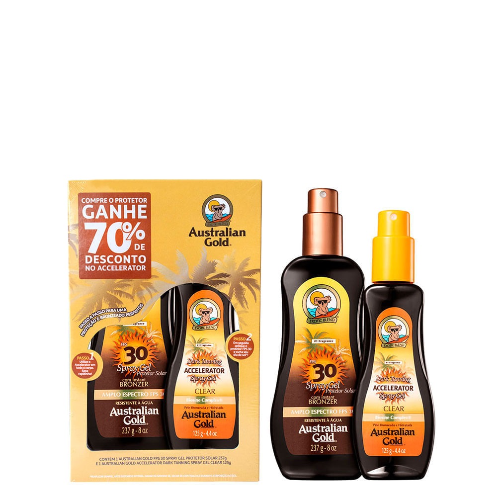 Kit Protetor Solar Australian Gold Protetor FPS 30 237g + Bronzeador 125g