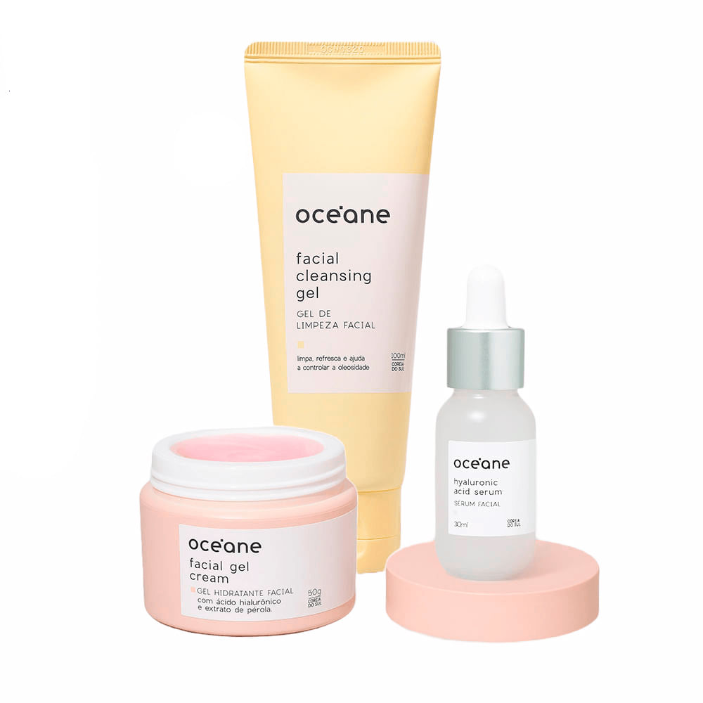 Kit Océane Sérum Facial + Gel De Limpeza + Gel Hidratante Facial