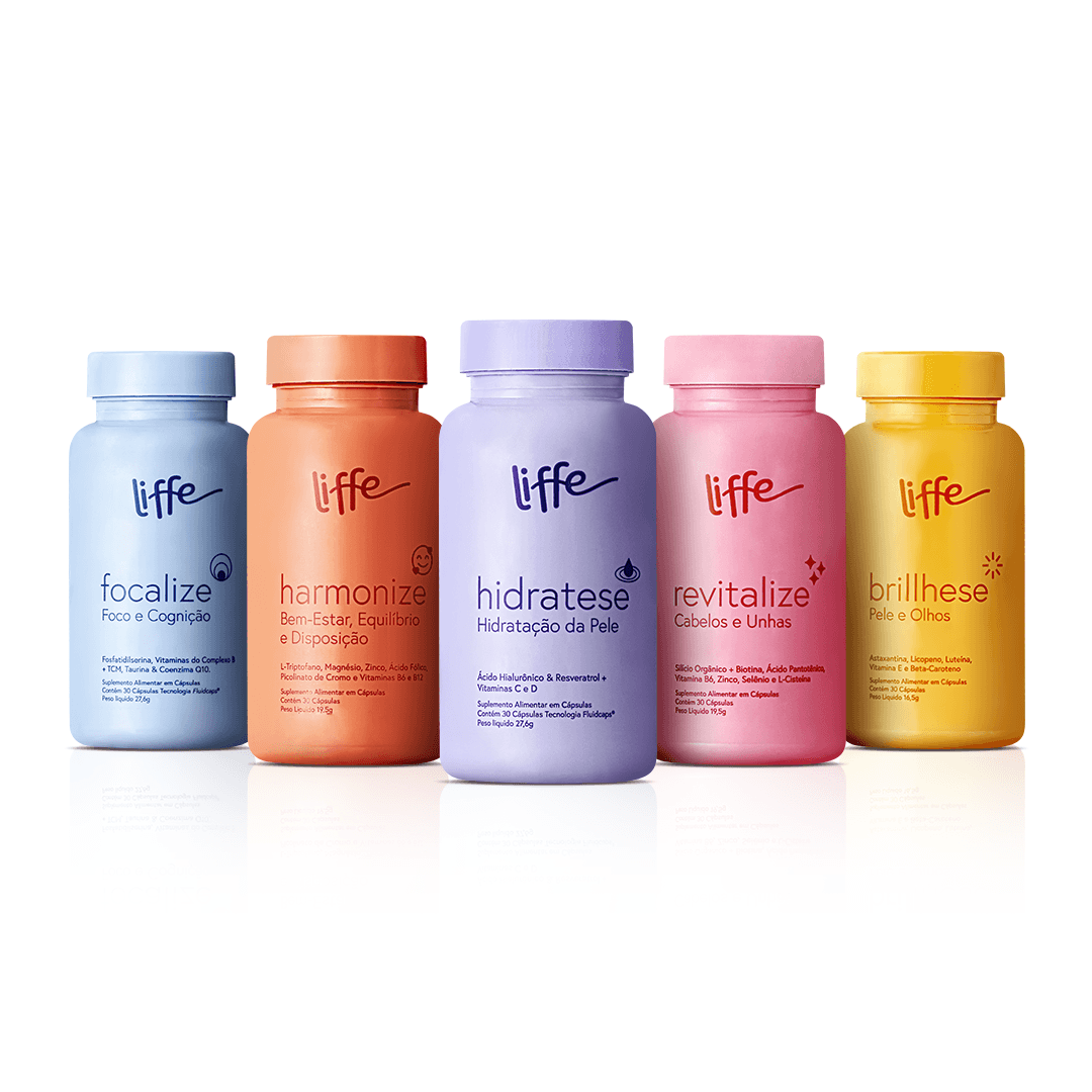 Kit Suplementos 5 Frascos Vida Bem Vivida Liffe 150 Cápsulas