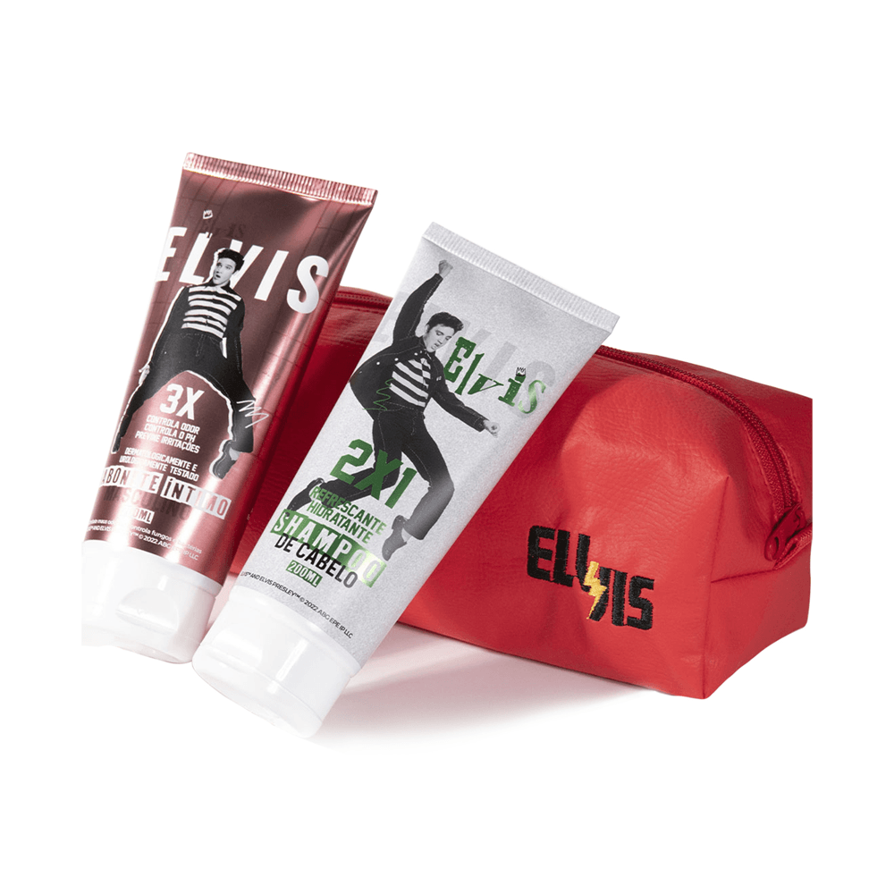 Kit Rock Star Elvis Presley Viking  Sabonete Íntimo Masculino + Shampoo de Cabelo + Necessaire