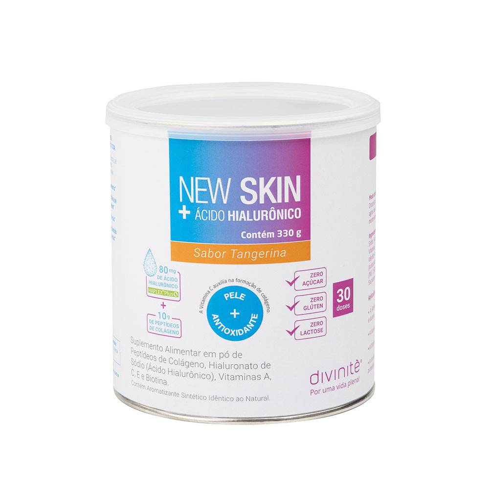 Suplemento Alimentar Em Pó Divinitè New Skin + Ácido Hialurônico 330g Sabor Tangerina
