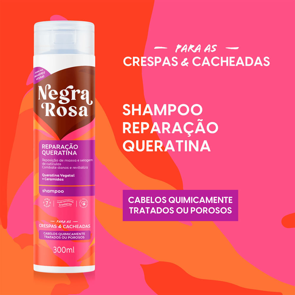 Shampoo Negra Rosa Reparação Queratina 300ml