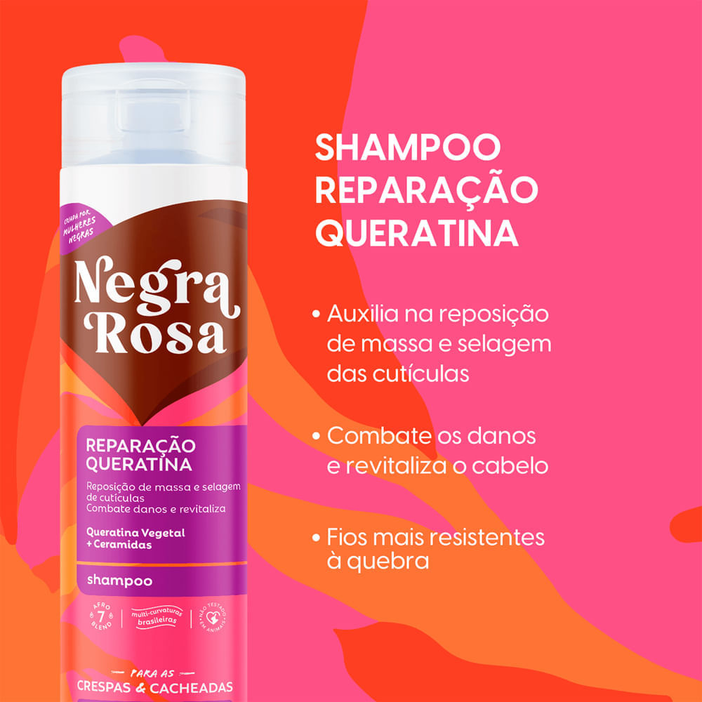Shampoo Negra Rosa Reparação Queratina 300ml