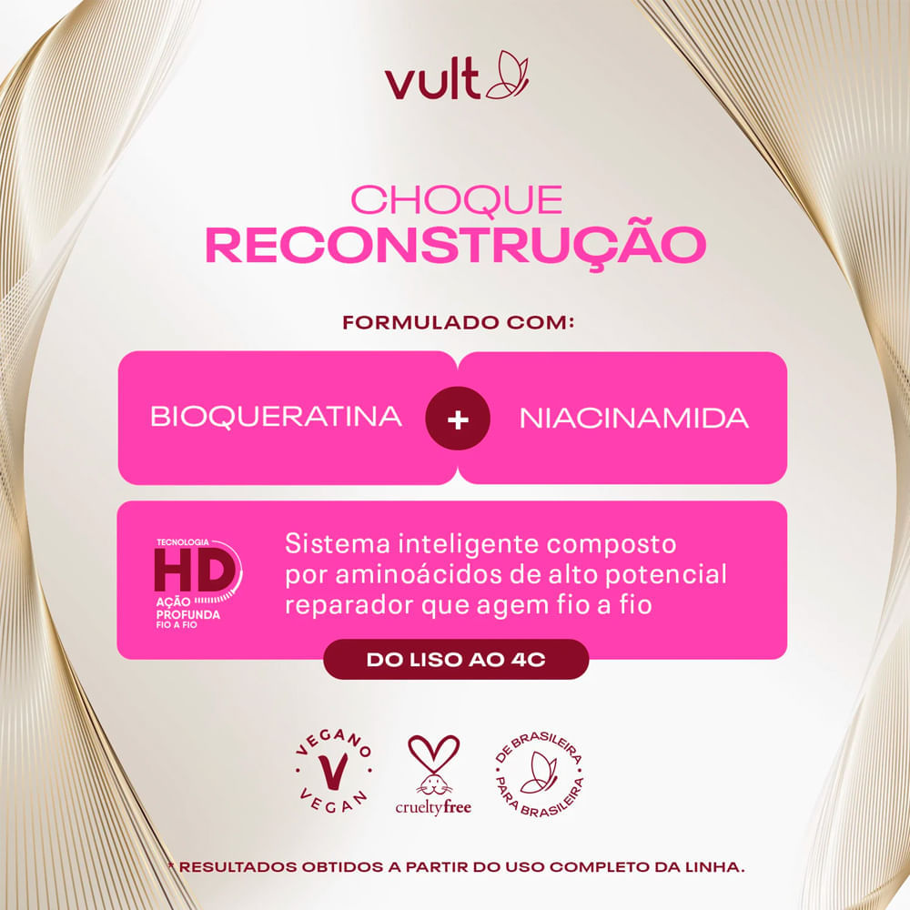 Shampoo Vult Cabelos Choque De Reconstrução 350ml
