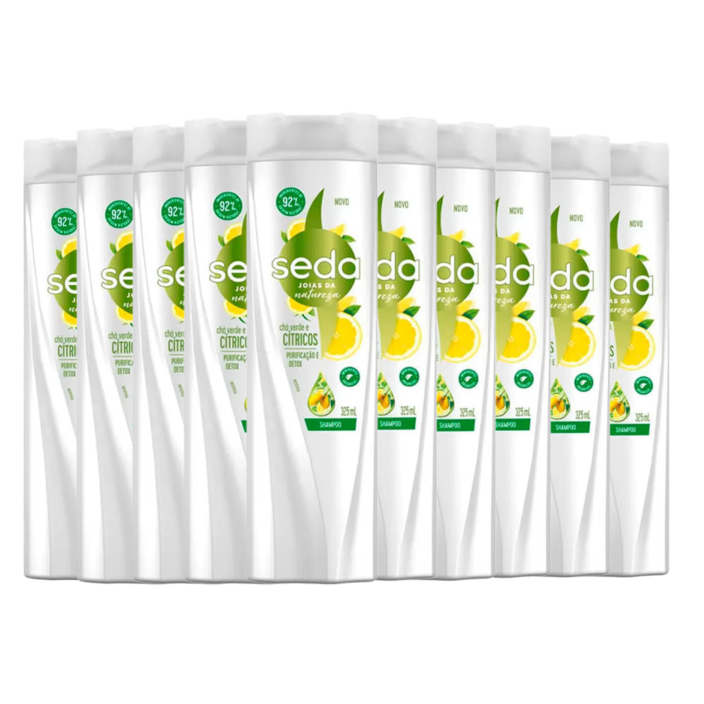 Kit Shampoo Seda Joias Da Natureza Chá Verde E Cítricos 325ml - 10 Unidades