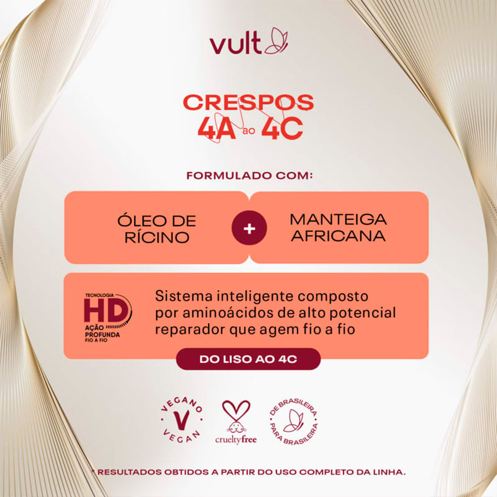 Creme Para Pentear Vult Ultra Nutritivo Crespos 4A a 4C 300ml