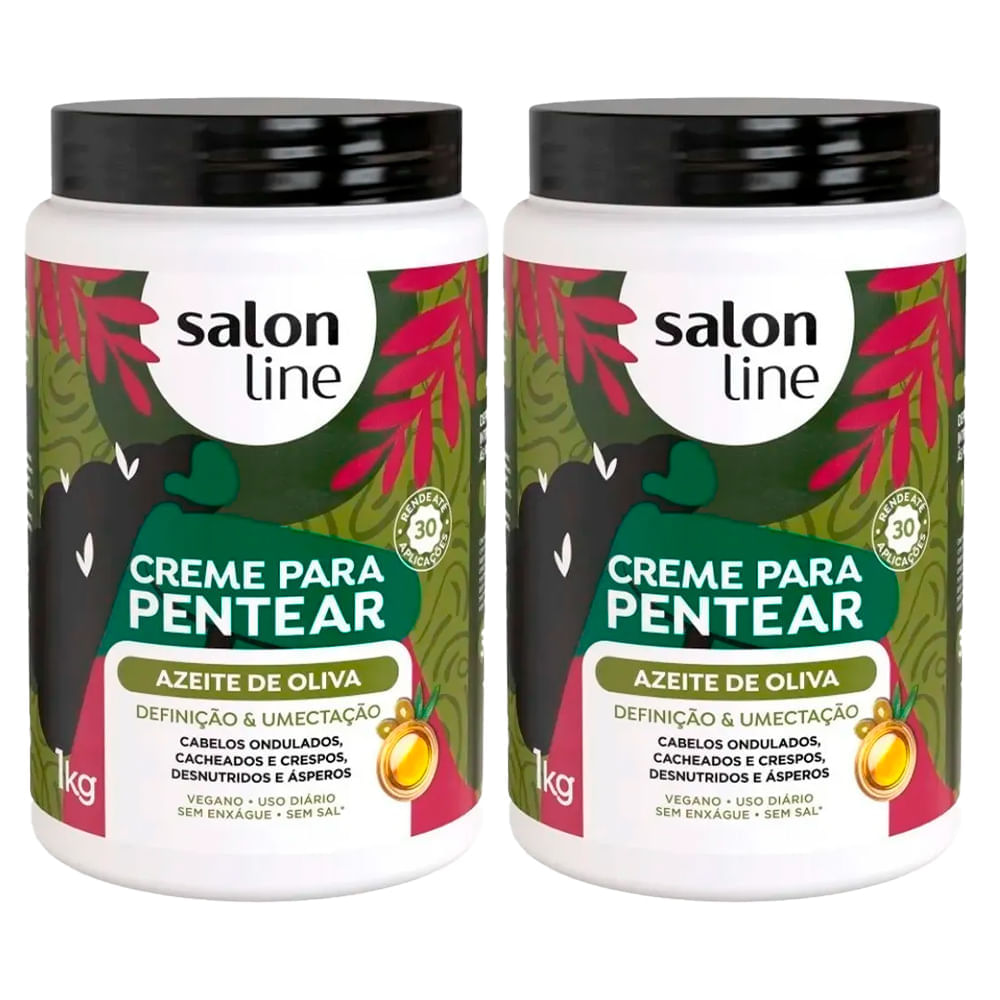 Kit Creme Para Pentear Salon Line Azeite De Oliva 1kg - 2 Unidades
