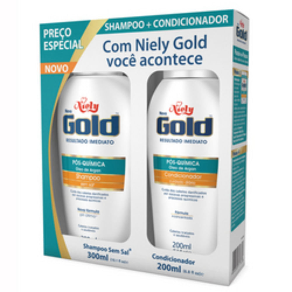 Niely Kit Shampoo +Condicionador Gold Pós Química