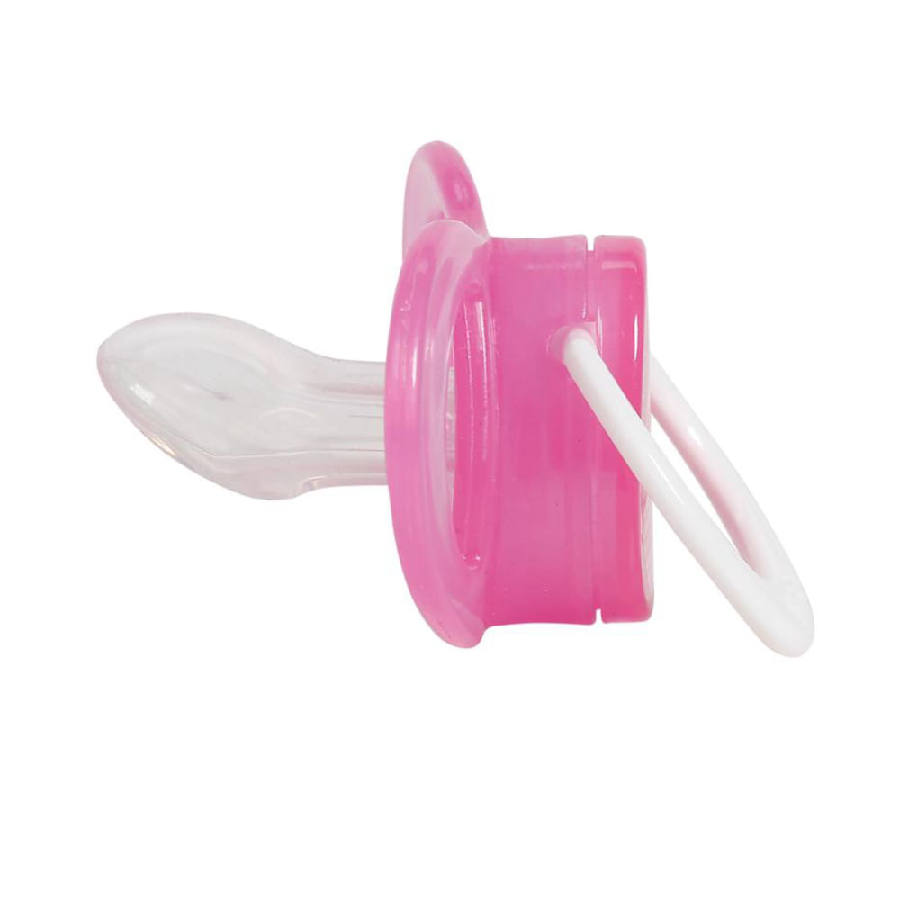 Chupeta T2 Rosa Menina Com Bico Ortodôntico de Silicone