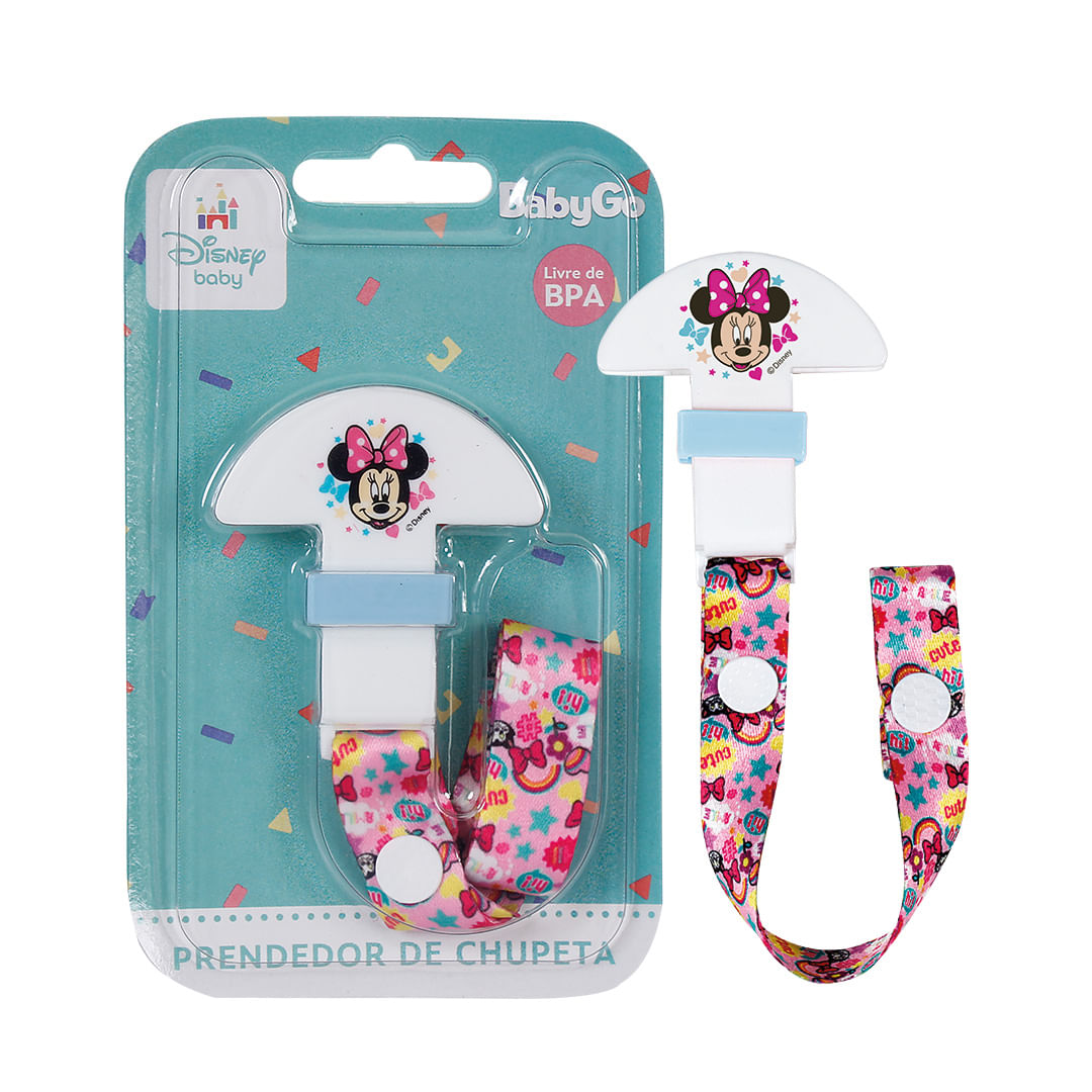 Prendedor de Chupeta Bebê Rosa Menina Tamanho PP Disney