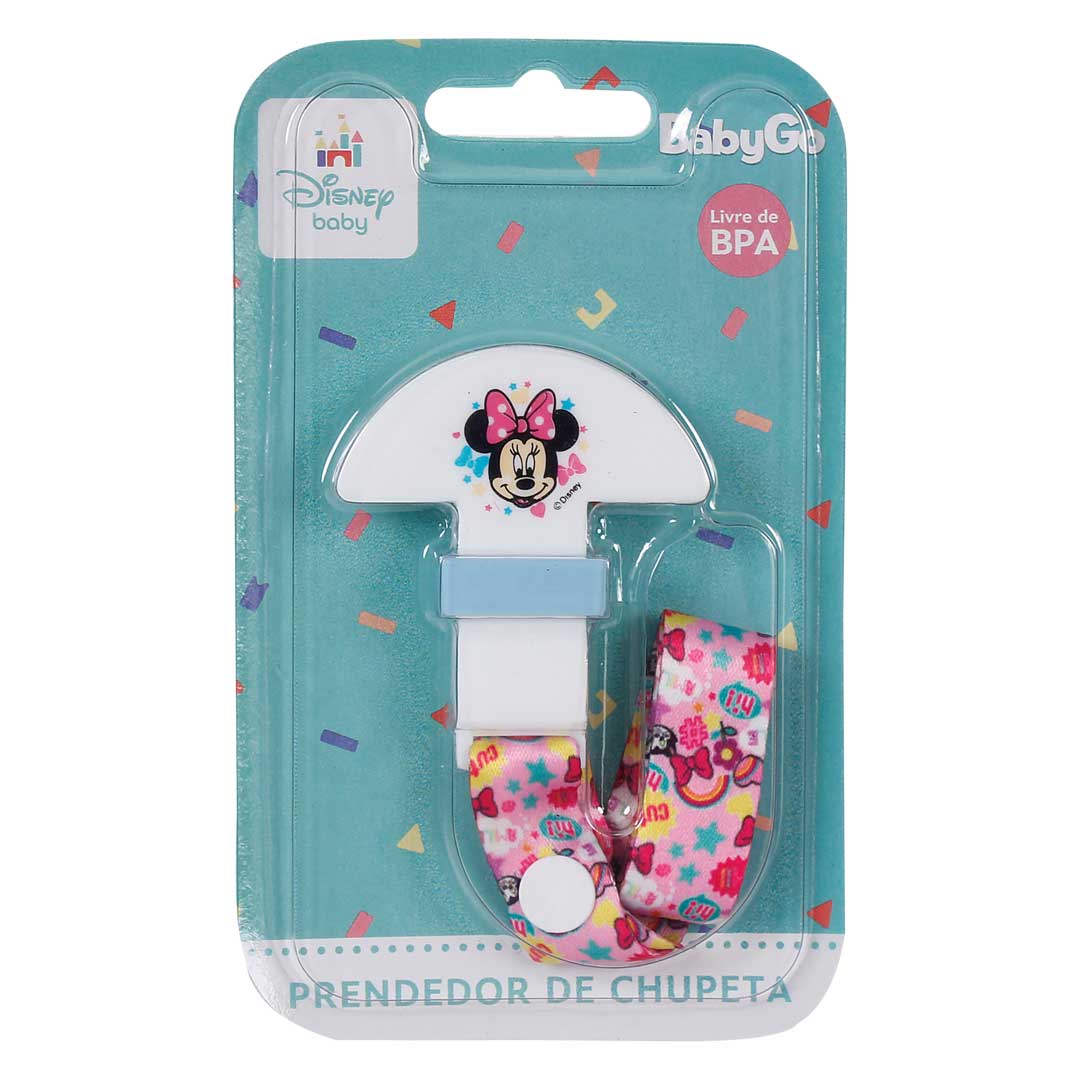 Prendedor de Chupeta Bebê Rosa Menina Tamanho PP Disney