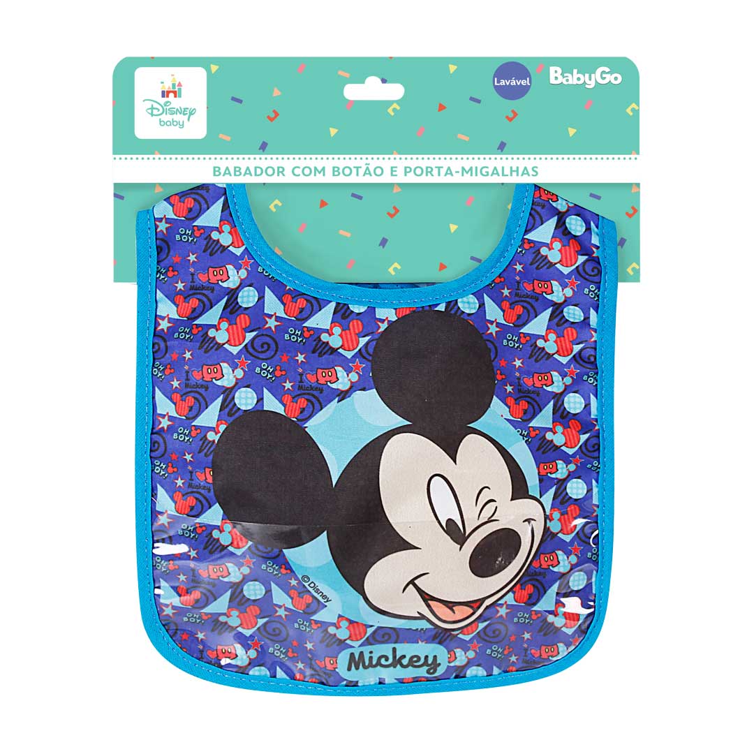 Babador Infantil Disney Bebe com Botão Menino Mickey