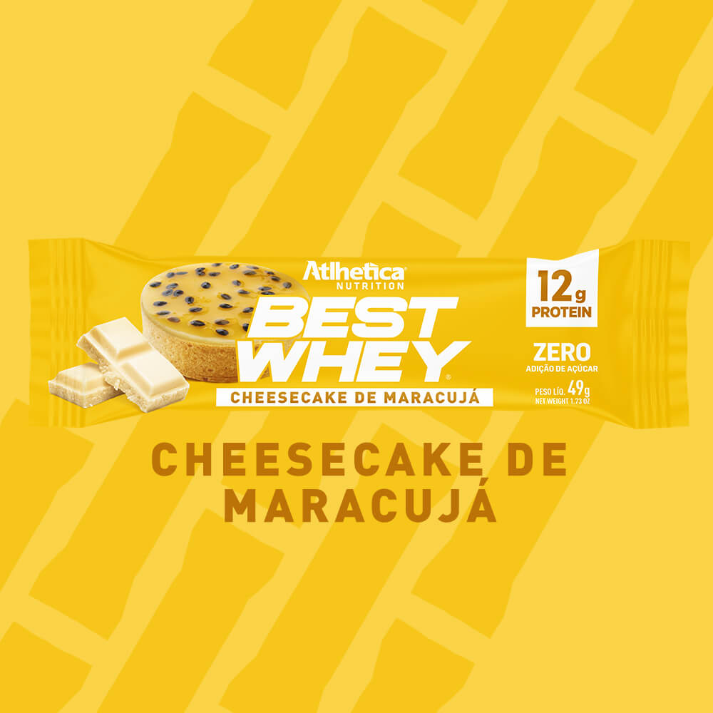 Barrinha Proteica Best Whey Bar 12g Cheesecake de Maracuja Atlhetica Nutrition Display 12 Unid. de 49g