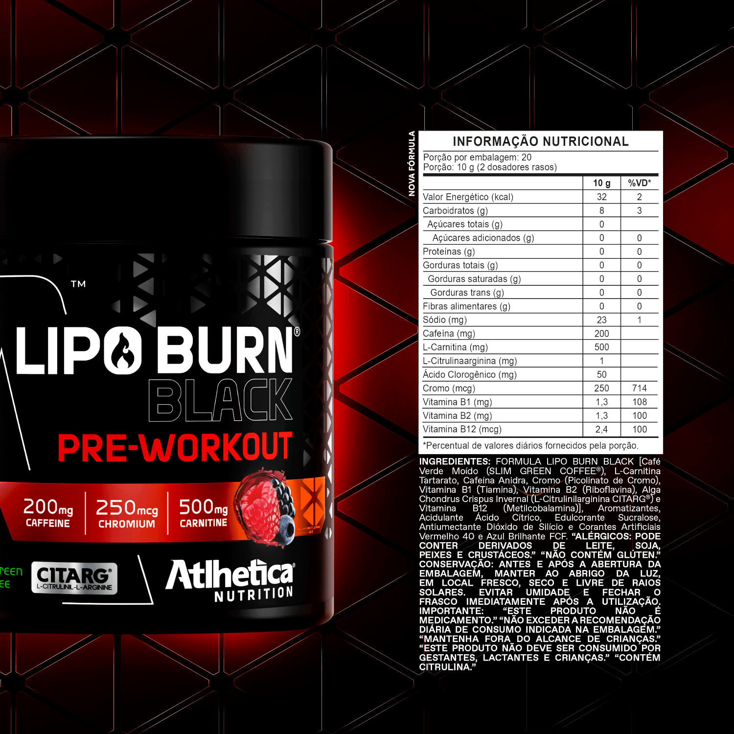 Lipo Burn Black Frutas Vermelhas Atlhetica Nutrition 200g