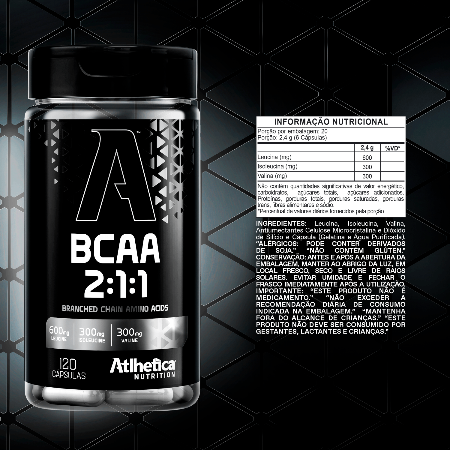 Bcaa 2:1:1 Atlhetica Nutrition 120 Cápsulas