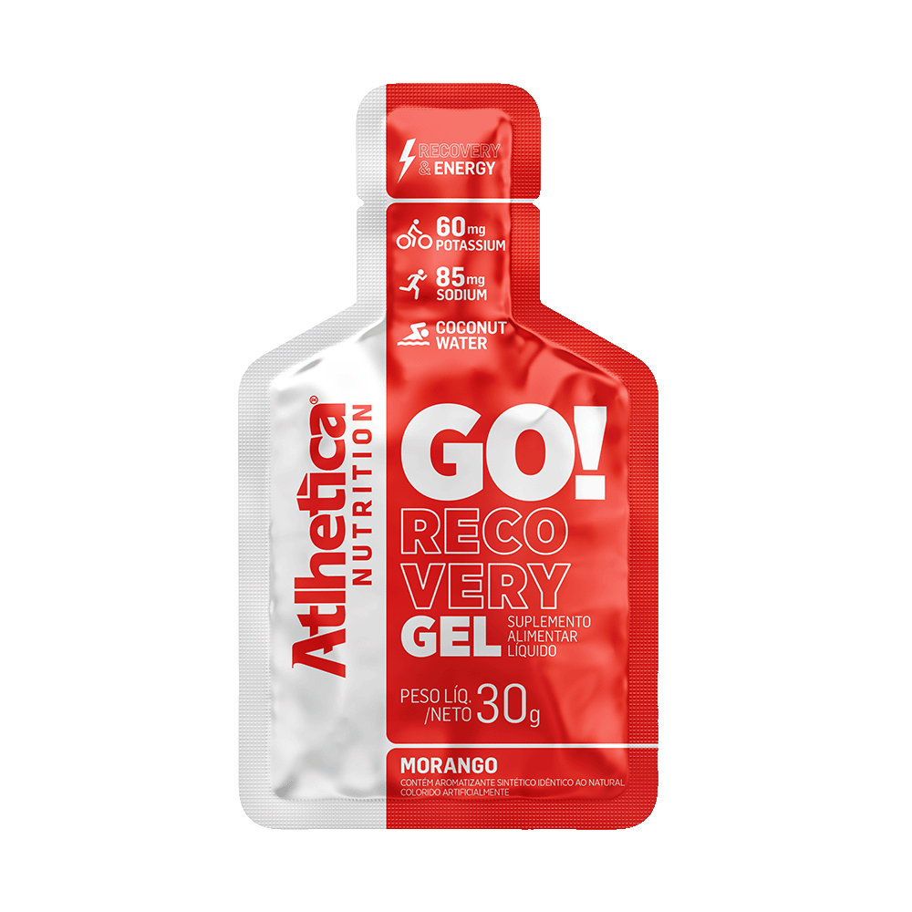 Go! Energy Gel Recovery Atlhetica Nutrition Morango 10 Sachês De 30g