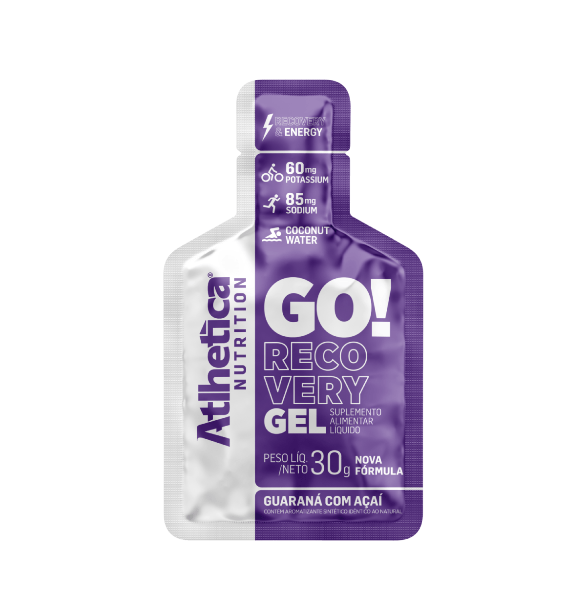 Go! Energy Gel Recovery Atlhetica Nutrition Guaraná Com Açaí 10 Sachês De 30g