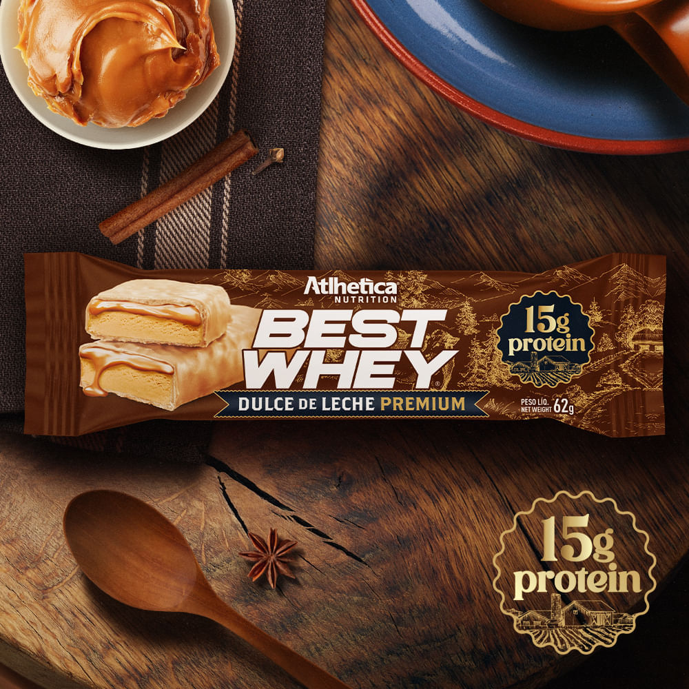 Best Whay Bar Dulce de Leche Premium Display 12 unid de 62g