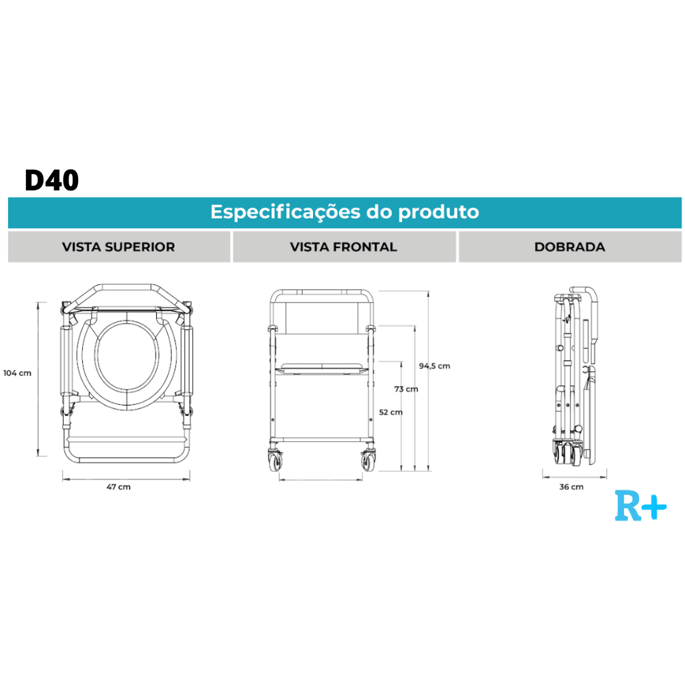 Cadeira de Banho Dobrável Em Aço Dellamed Até 120kg Modelo D40