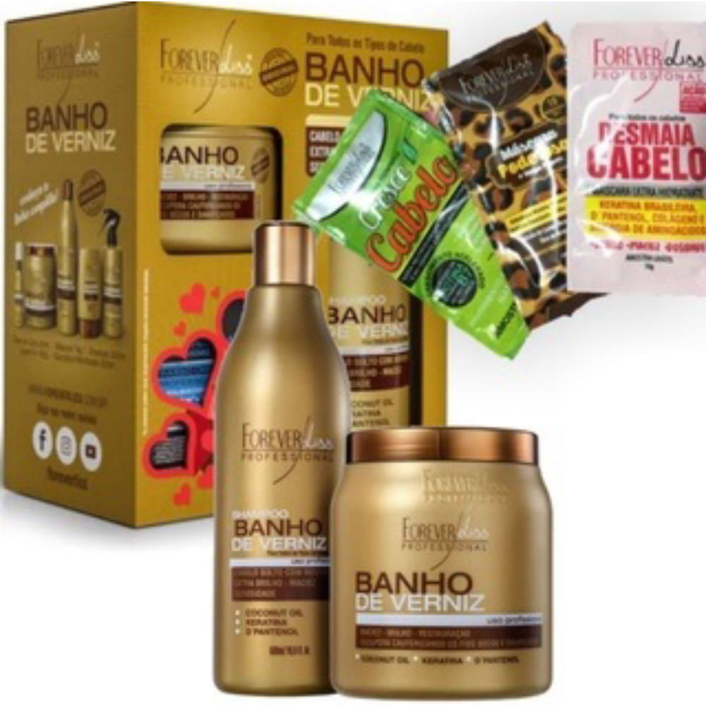 Kit Especial Shampoo + Máscara Banho de Verniz Forever Liss