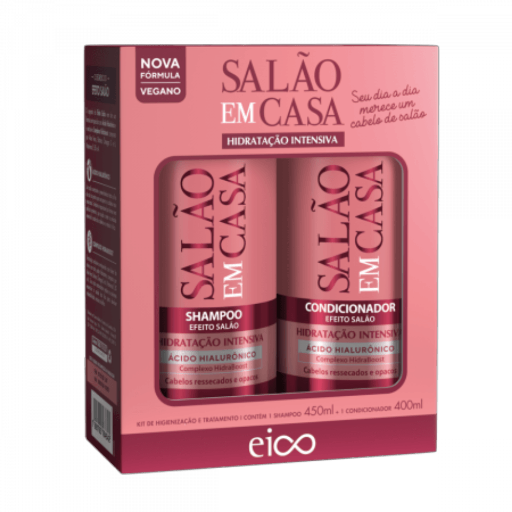 Kit Eico Salão em Casa Hidratação Intensiva Shampoo 450ml + Condicionador 400ml Eico