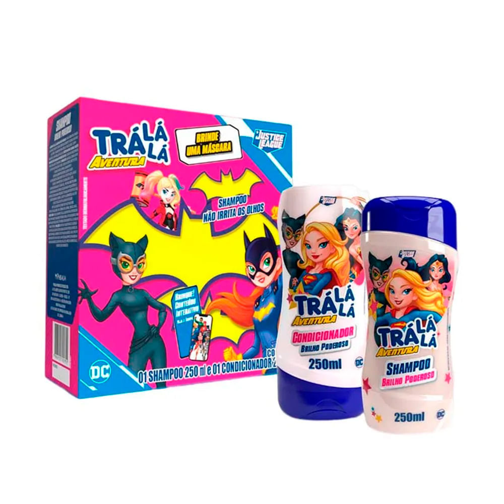 Kit Shampoo + Condicionadoe Infantil Aventura Brilho Poderoso Trá Lá Lá 250ml